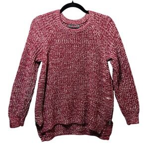 Marled Reunited Clothing Womens Sweater Red White Knit Side‎ Zip Pullover Size M